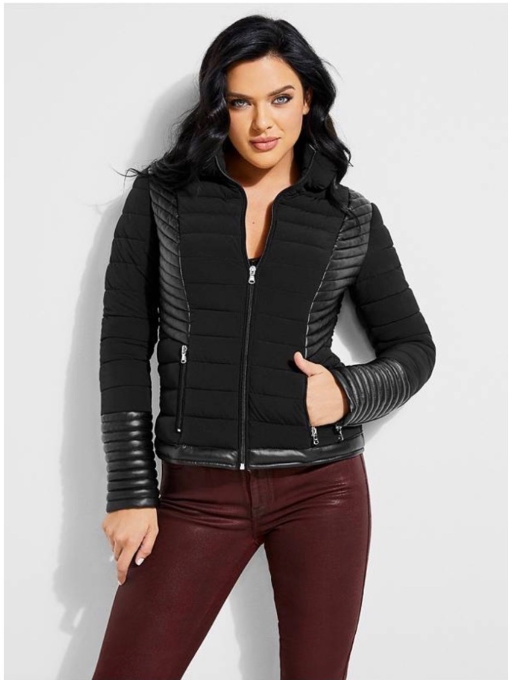 Guess Women’s Aurora Quilted Jacket 2x2 Stretch, Black, Size XS, Never Worn